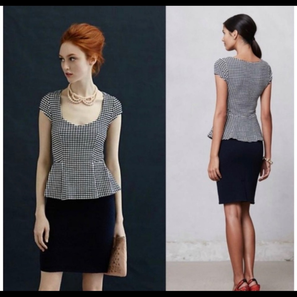 Anthropologie postmark peplum dress navy NWOT